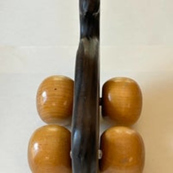 Vintage Wooden Whale Pusher Toy Rolling Wheels Googly Eyes Massager - Picture 4 of 8